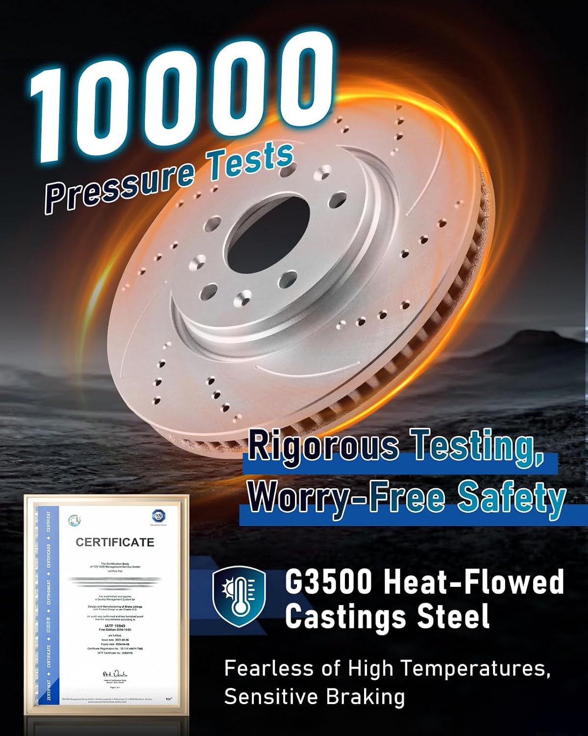 Front Brake Kit, Brake Rotors Brake Pads Compatible with 2007-2017 Jeep Patriot/Compass, 2011-2023 Mits- Outlander Sport| Geomet Coated |294mm(11.6in)|53038 & D866-7741 |Front Brake Rotors
