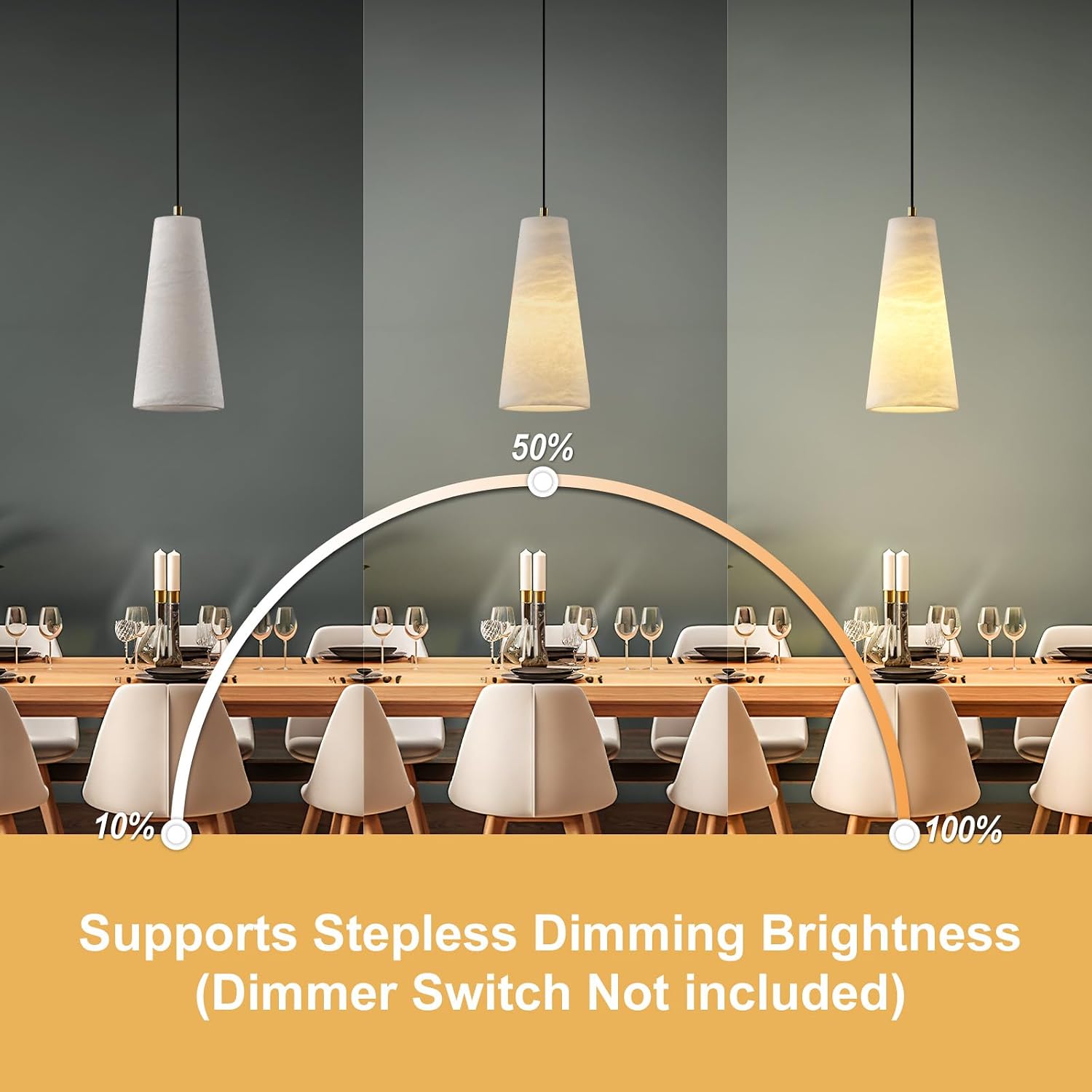Alabaster Pendant Lights Kitchen Island 2 Pack, H-10in White Pendant Light Fixtures, Marble Conical Shade Copper, Light Pendant for Bedroom Bathroom Dining Room Living Room (Dimmable Bulbs INCL)
