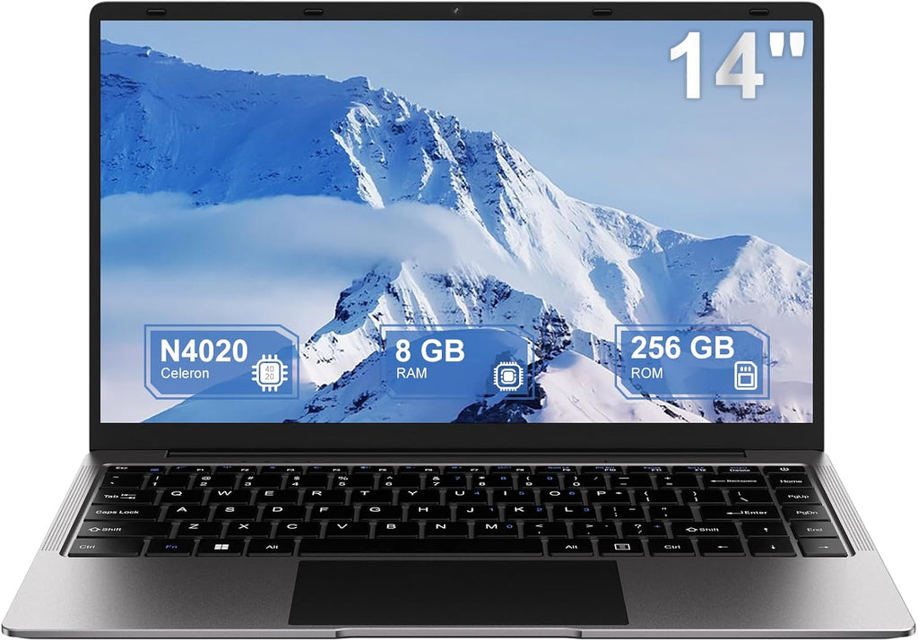 14 Inch Laptop Computer Win 11 8GB+256GB SSD Up to 1TB SSD Expand Laptops Celeron N4020 Up to 2.8Ghz 1080p FHD Dual WiFi BT4.2 with Webcam Screen Projection Function for Business Student- Gray