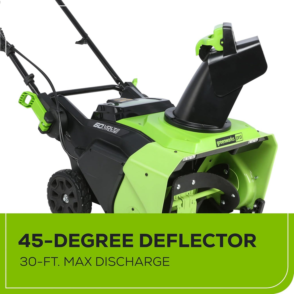 Greenworks Pro 60V 22' Brushless Cordless Snow Blower (Single Stage), (2) 5.0Ah Batteries and Dual Port Charger Included