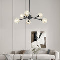 Weesalife Sputnik Chandeliers for Dining Room Light Fixture Over Table, Modern Crystal Chandeliers, 6 Lights Black Lighting Fixtures for Living Room Bedroom Kitchen Island