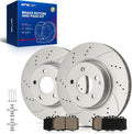 KAX Front Brake Kit, Drilled and Slotted Brake Rotors 34246, Ceramic Brake Pads D847 Fits Mercedes-Benz E350 2006-2007 3.5L, Mercedes-Benz E500 2004-2006 5.0L, Mercedes-Benz E500 2003