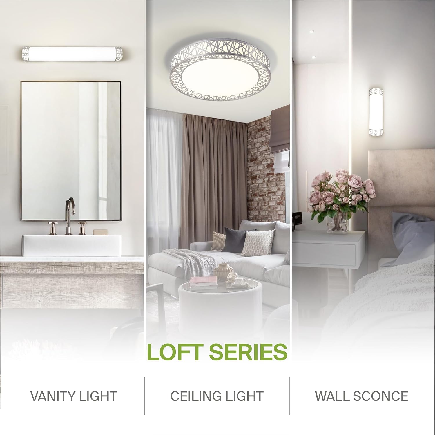 ASD 18 Inch LED Flush Mount Ceiling Light Fixture for Bedroom, 35W 1992LM 5CCT 2700K-5000K, Dimmable Lights, Dining, Living Room, Kitchen Lamps, Modern Home Lighting Fixtures, Nickel, ETL, 2 Pack