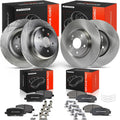 A-Premium Front Vented & Rear Solid Disc Brake Rotors + Ceramic Pads Kit Compatible with Select Honda Models - Accord 2003 2004 2005 2006 2007, 2.4L, 4-Wheel Disc Brakes, 12-PC Set
