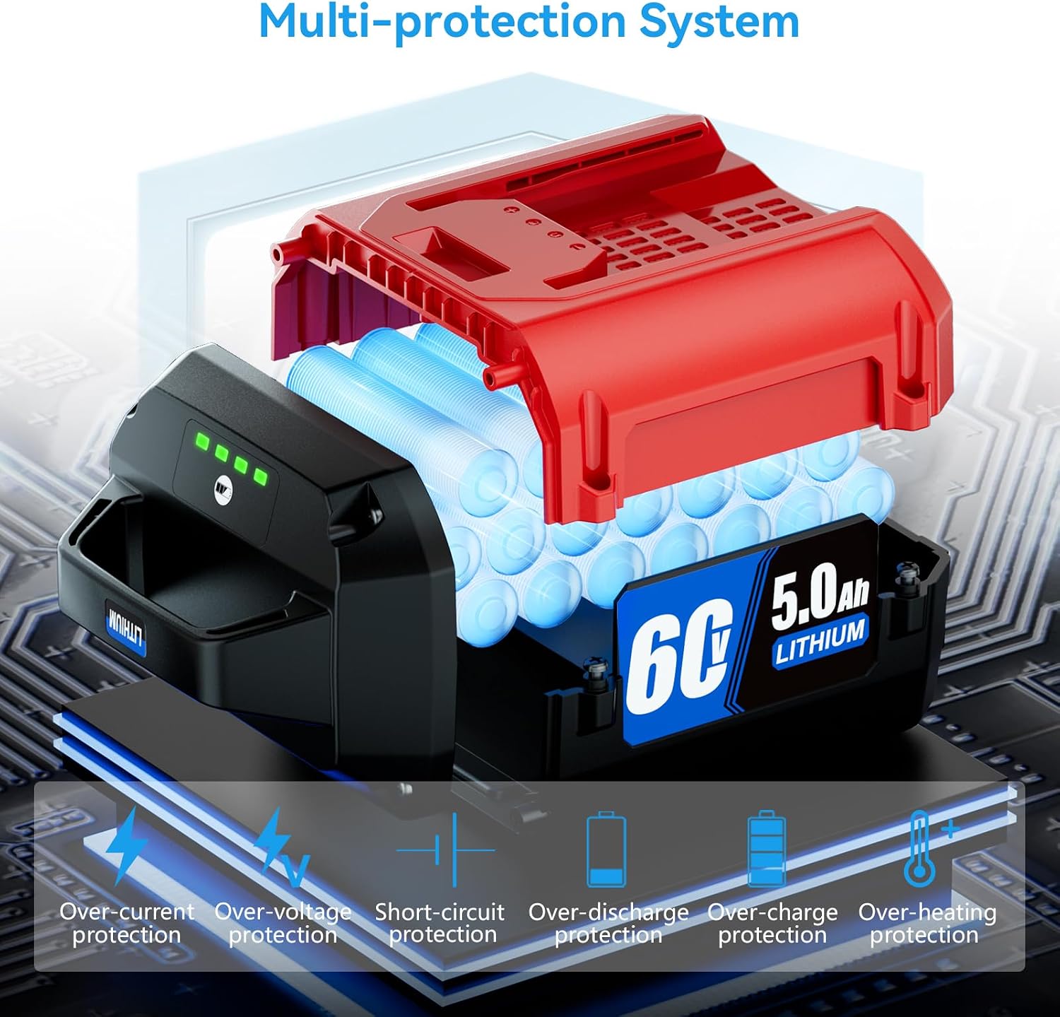 5.0Ah Replacement for Toro 60V Battery 88620, 88625, 88640, 88650, Compatible with Toro Flex-Force 60 Volt Power System Max Cordless Power Tools
