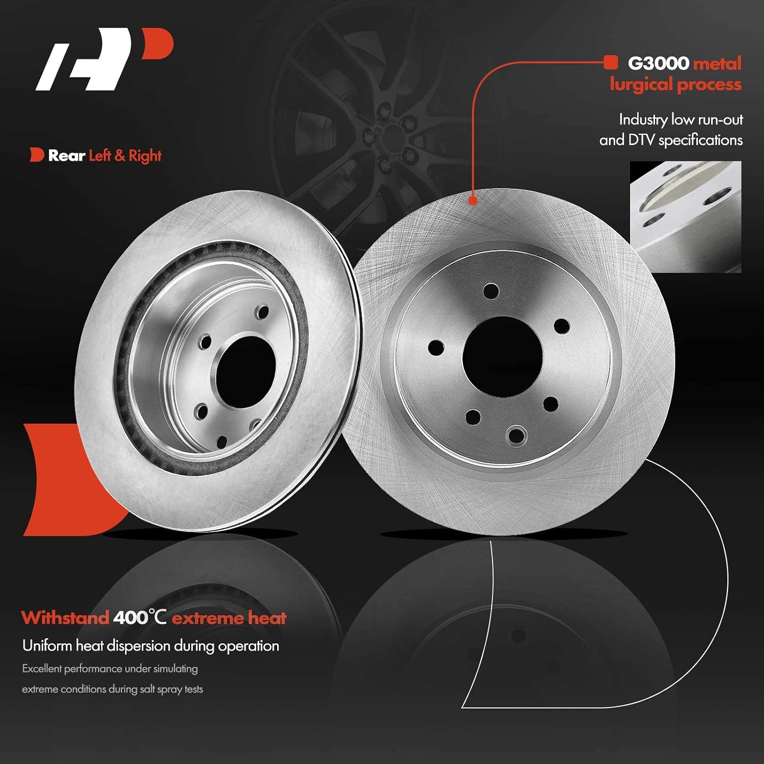 A-Premium Front Vented & Rear Solid Disc Brake Rotors + Ceramic Pads Kit Compatible with Select Nissan Models - Maxima 2009-2014 2016-2019, 3.5L, 12-PC Set