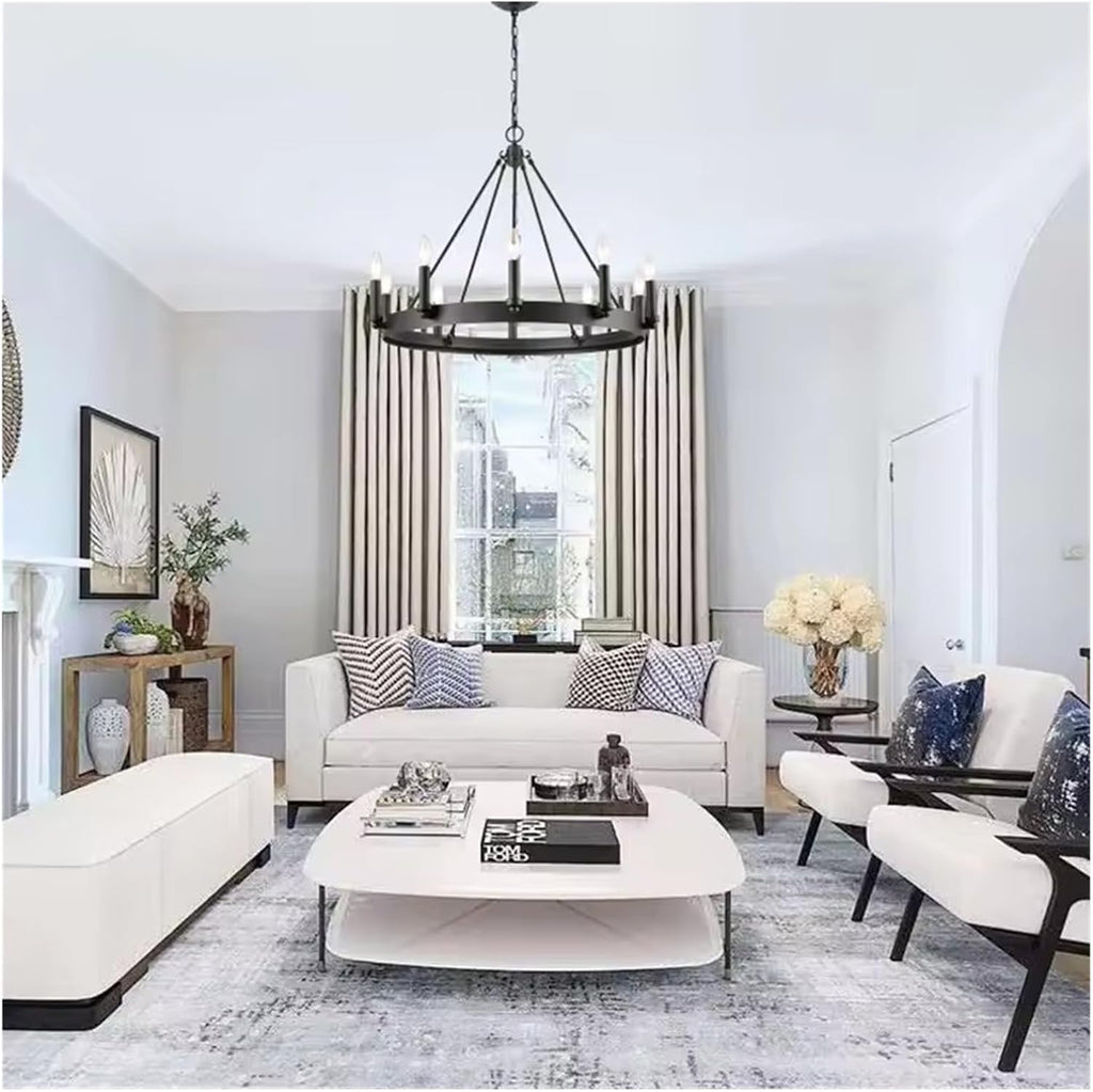 Industrial Vintage Black Chandelier for Kitchen Bedroom Living Room Indoor Lighting Retro Wrought Iron Antique Pendant Lights,Dining Light Fixtures