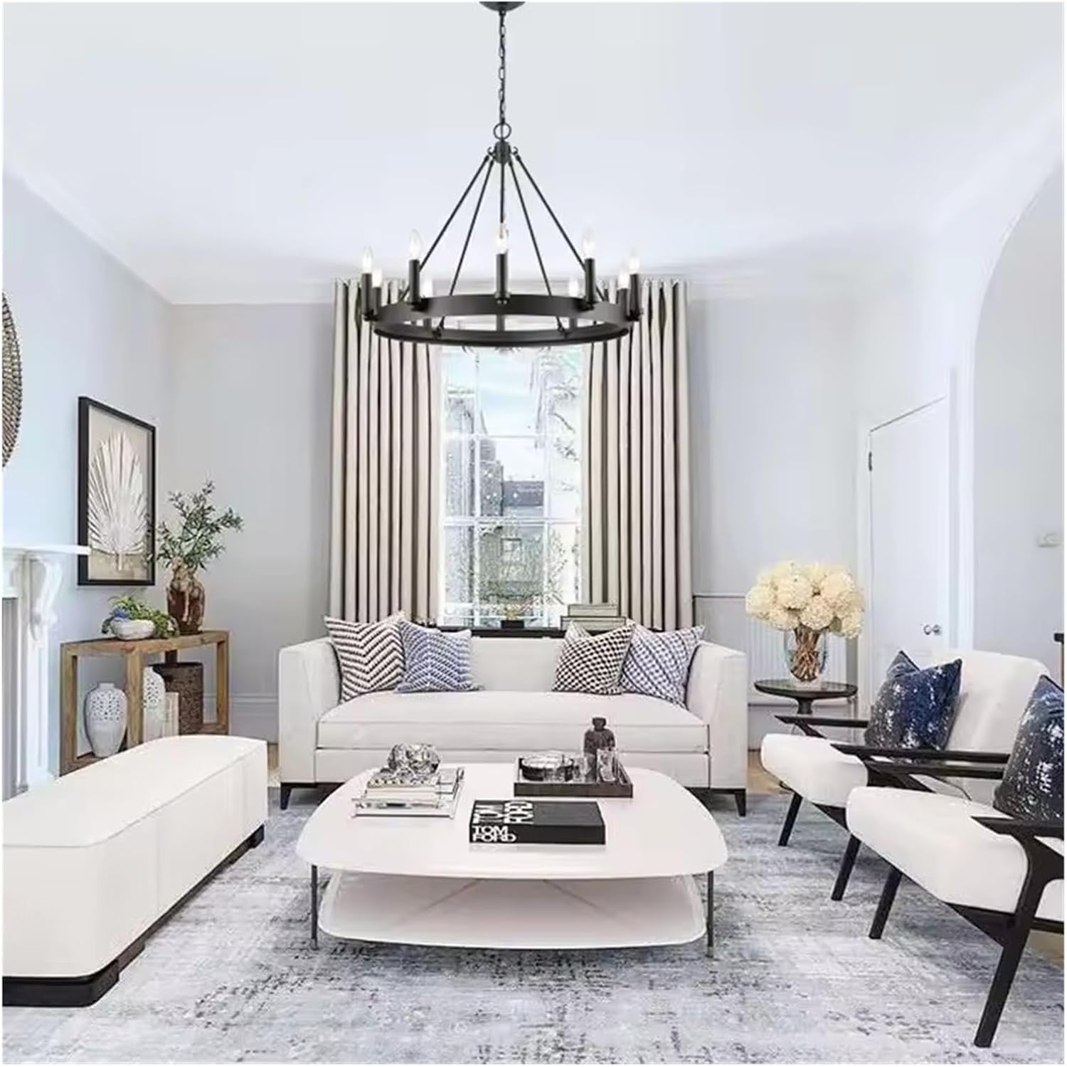 Industrial Vintage Black Chandelier for Kitchen Bedroom Living Room Indoor Lighting Retro Wrought Iron Antique Pendant Lights,Dining Light Fixtures