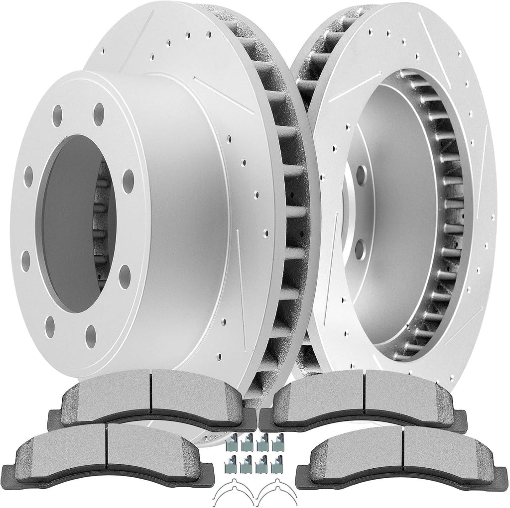 SCITOO for Ford Brakes, Pads and Rotors Kit, SCITOO Brake Kits fit for 00 01 02 03 04 05 for Ford Excursion, 99-04 for F-250 Super Duty, 99-04 for F-350 Super Duty(4WD ONLY)