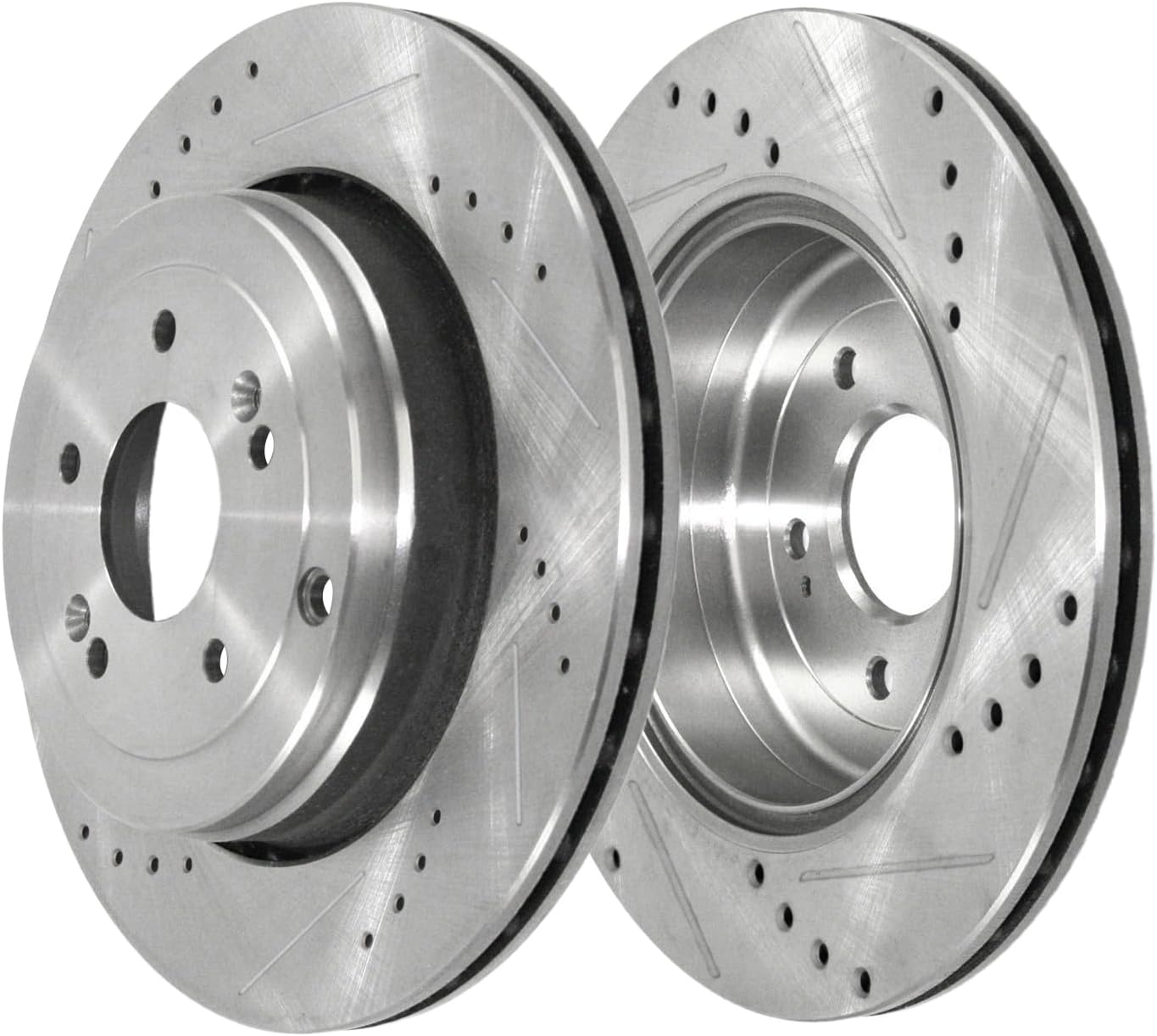 Detroit Axle - Rear Brake Kit for 2010 2011 2012 2013 2014 2015 2016 Hyundai Genesis Coupe, Drilled and Slotted Disc Brake Rotors Ceramic Brakes Pads with Hardware Replacement: 12.99' inch Rotor