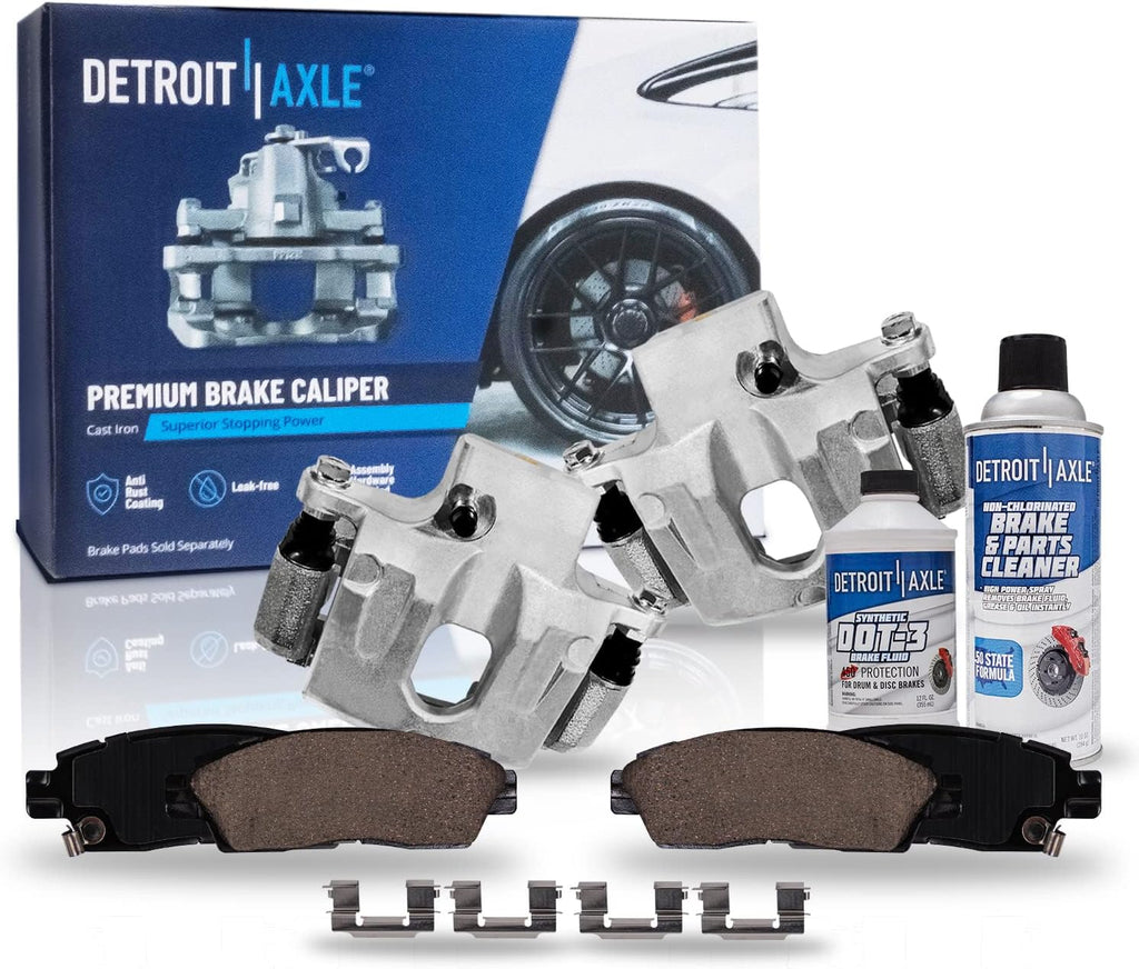 Detroit Axle - Rear Brake Kit for Chevy Trailblazer EXT SSR GMC Envoy XL XUV Buick Rainier Olds Bravada Saab 9-7X Isuzu Ascender, Disc Brake Calipers Ceramic Brake Pads Replacement