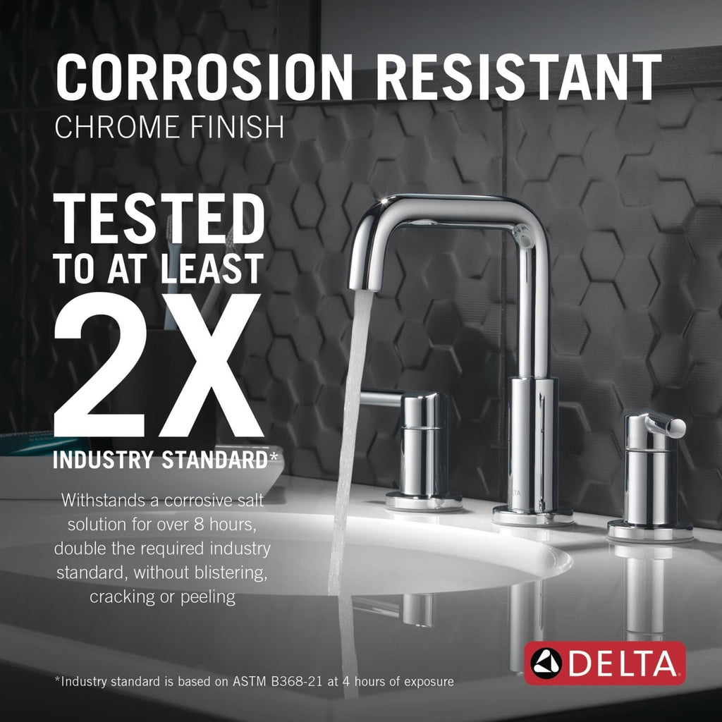 Delta Faucet Nicoli 14 Series Single-Handle Shower Faucet Trim Kit with 5-Spray H2Okinetic Shower Head and Widespread Bathroom Faucet in Chrome (Shower Valve Included)