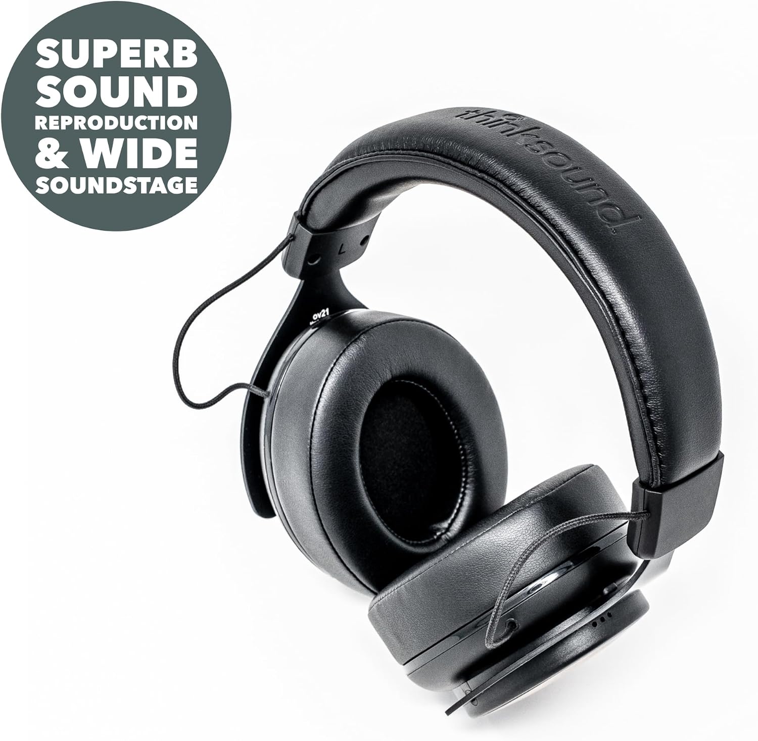 thinksound ov21- Wired Headphones - Over Ear Closed Back Pro Studio Monitor with Mic Professional Grade, Critically Acclaimed, with Detachable Corded Cable for Recording, DJ, Guitar, Music, Podcast