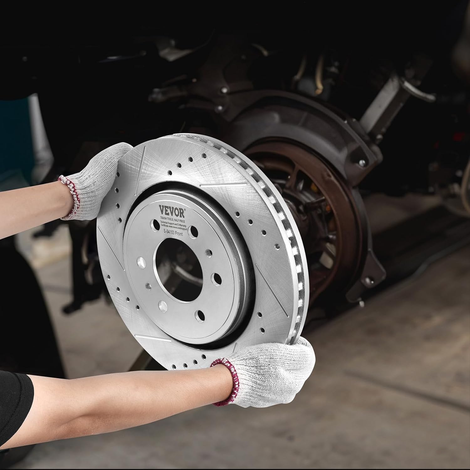 VEVOR Brake Kit Front and Rear, Compatible with 2012-2020 Ford F-150 (MPB only), Drilled and Slotted Brake Rotors Ceramic Brake Pads Replacement, 13.8' Front Rotors 13.7' Rear Rotors
