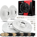 Torchbeam Brake and Rotor Kit Front and Rear Brake Pads Brake Rotors Ceramic Compatible with Toyota RAV4 2006-2008 2.4L, Drilled Slotted 10.82'' (275mm) Front and 11.06'' (281mm) Rear Rotor