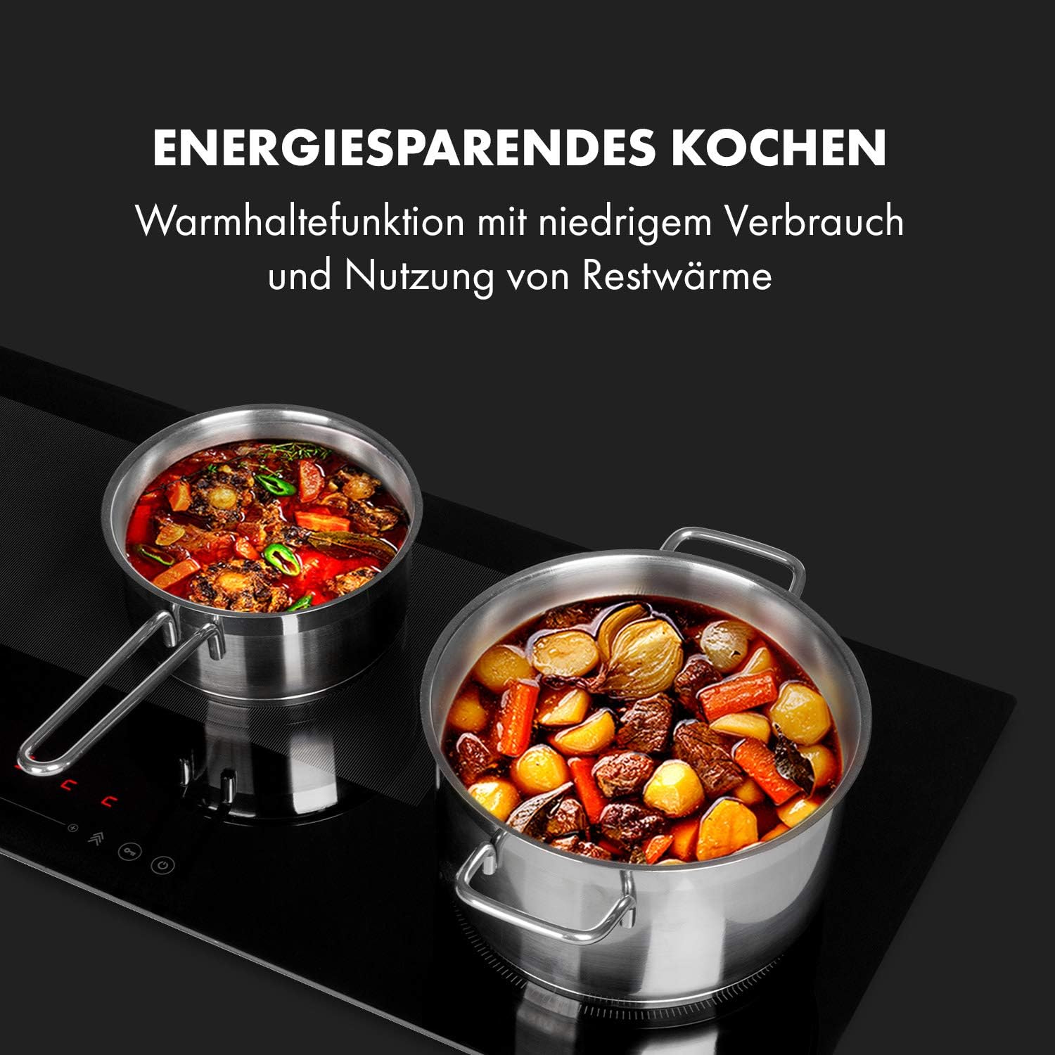 Klarstein Delicatessa 90 Slim Induction Hob Self-Sufficient, Built-In Flex Zone 90 cm, 4 Zones, 7000 W, 9 Power Levels, Booster, Pan Detection, Timer, Glass Ceramic, Hob, Black