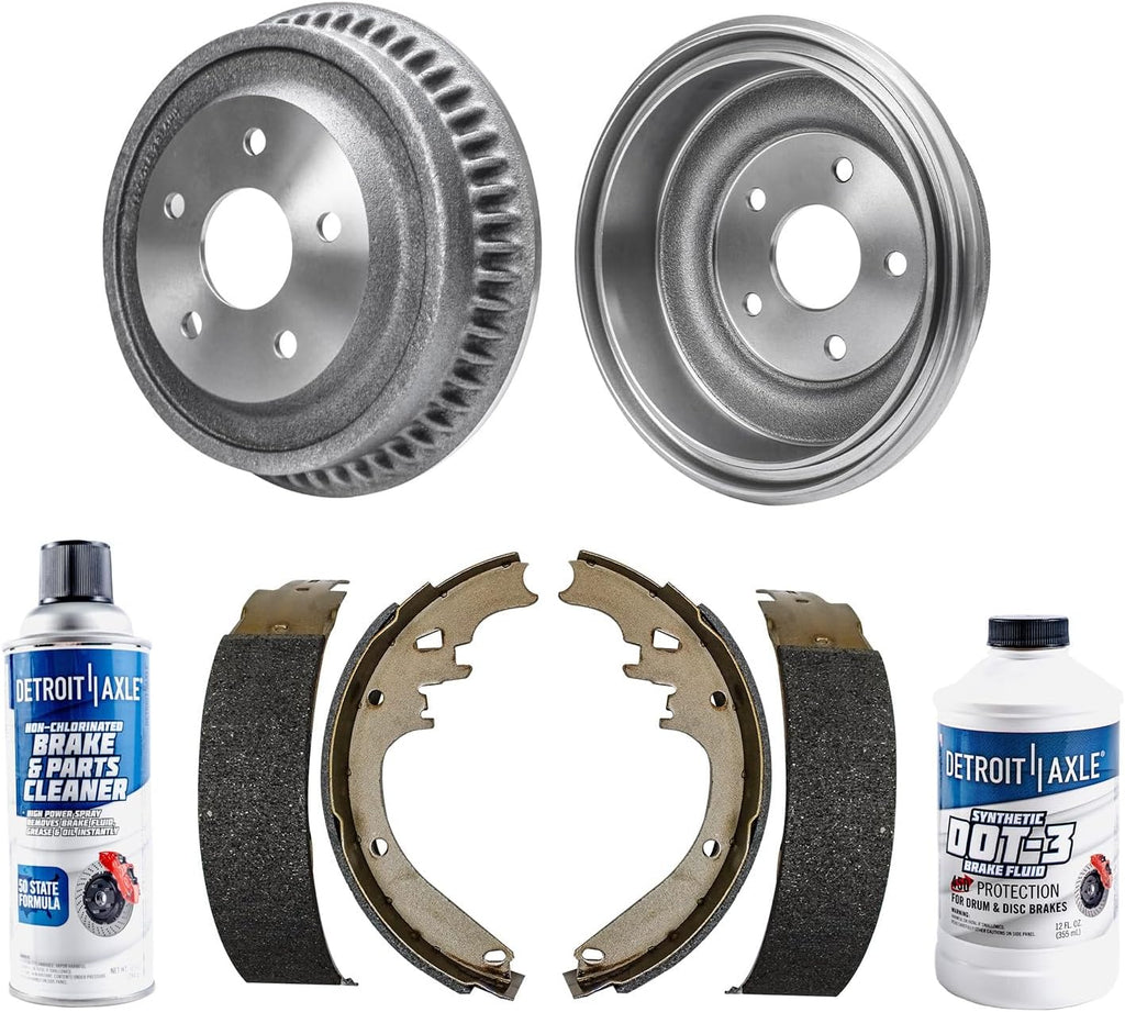 Detroit Axle - REAR Brake Kit for 1994-1999 Dodge Ram 1500 Brake Drums Semi-metallic Brakes Shoes 1995 1996 1997 1998 Replacement w/Brake Cleaner & Fluid
