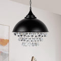 CeilingChandeliers, Industrial Chandelier 1-Light Crystal Pendant Light,Retro Black Wrought Iron Dome Shade Celling Light Hanging Light for Bedroom Dining Room,Bathroom
