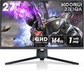 KOORUI 27-inch Gaming Monitor 144Hz QHD(2560 x 1440p) 2K, 1ms, DCI-P3 90% Color Gamut, Adaptive G-Sync, FreeSync Premium, HDMI x 2, DisplayPort, 27E1QA