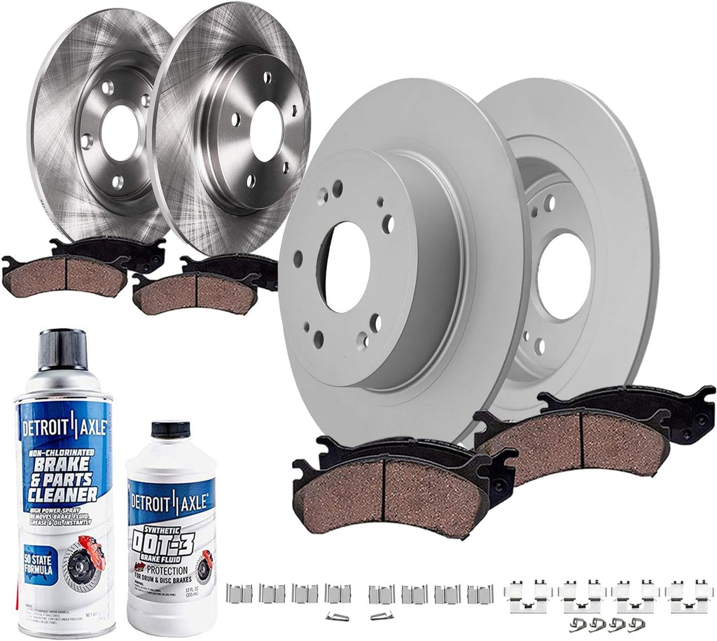 Detroit Axle - 10pc Brake Kit for 2019-2024 Mazda CX-5, Disc Brake Rotors Ceramic Brakes Pads with Hardware 2020 2021 2022 2023 Replacement : 12.60' inch Front and 11.93' inch Rear Rotor