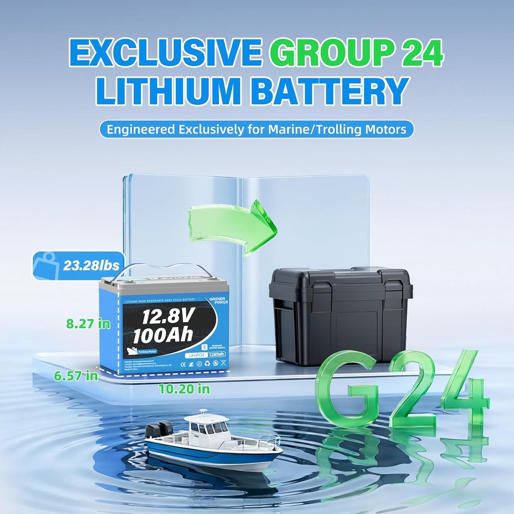 12V 100Ah Trolling Motor LiFePO4 Battery, 120A BMS, Max. 1280Wh Lithium Iron Phosphate Battery with up to 15000 Cycles & 10 Years Lifespan for Trolling Motor, RV, Marine, Solar off Grid