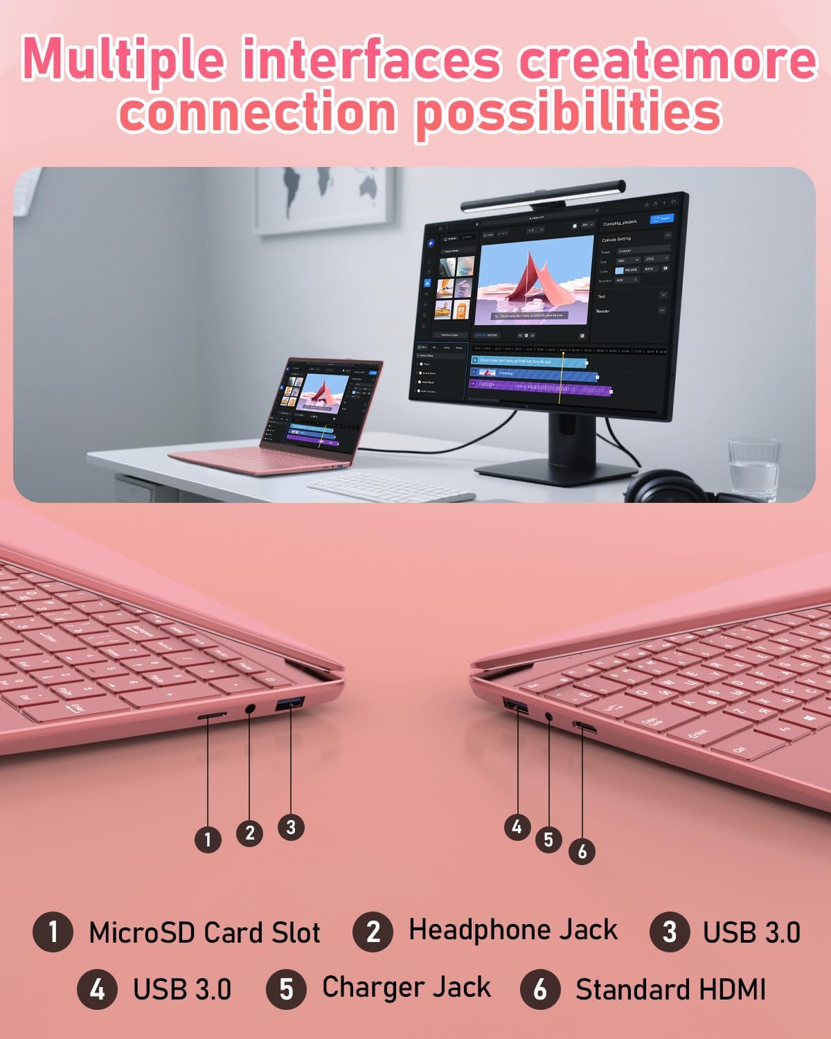 Molegar 15.6' Rose Gold Laptop with Backlit Keyboard and Fingerprint Reader,16GB RAM 512GB NVMe SSD,Webcam,WiFi 5,BT 4.2,HDMI,USB,Cheap Laptops Computer for Work School Home Office Professional Use