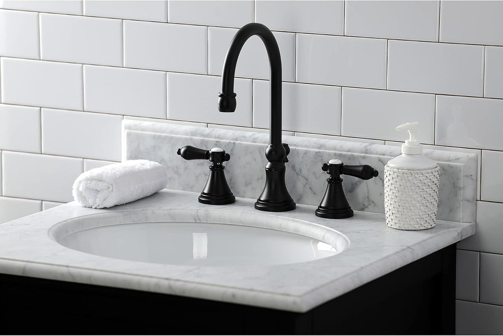 Kingston Brass KS2980BAL Heirloom Widespread Bathroom Faucet, Matte Black, 13.63 x 6.31 x 11.5