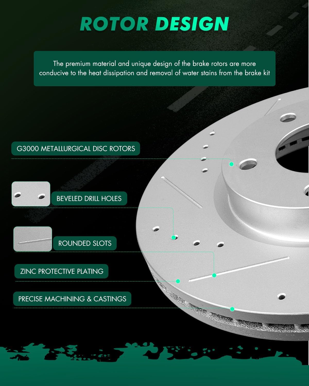 SCITOO Front 11.75' Rear 11.02' Brake Pads and Rotors Kits Fit For Ford For Fusion 2006-2012,For Lincoln MKZ 2007-2012,For Lincoln Zephyr 2006,For Mazda 6 2006-2013,For Mercury Milan 2006-2011