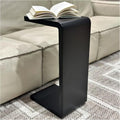 C Shaped End Table, Solid Wood Sofa Side Table for Couch, Bed, and Living Room, Space-Saving Small Snack Table for Bedroom, Office, or Balcony, Wooden Nightstand for Laptop and Narrow Spaces
