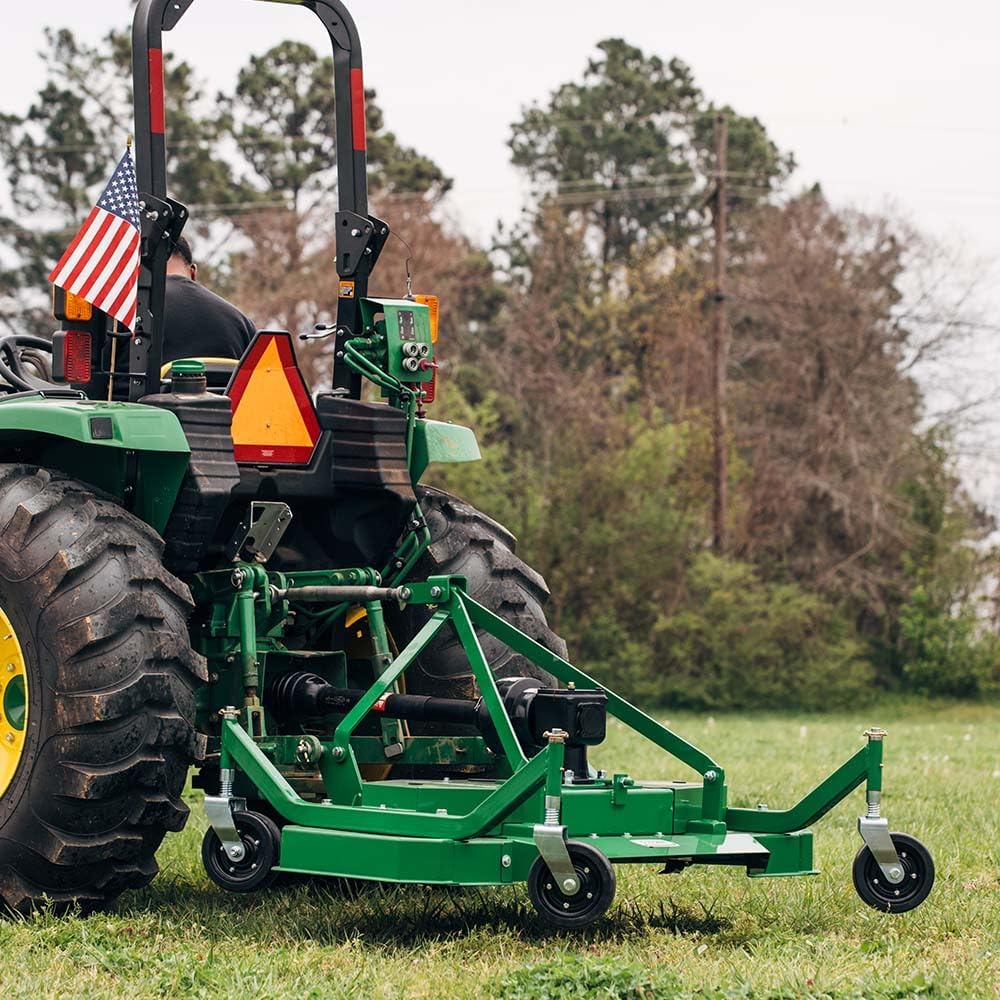 Titan Attachments 3 Point PTO Finish Mower, 60' Cutting Width, Category 1 Hitch, Rear Discharge, Requires 25-40 HP Tractor, Low-Noise Cast Iron Gearbox, Green Finish