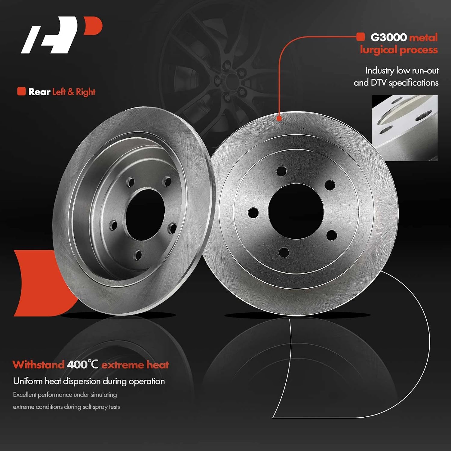 A-Premium Front Vented & Rear Solid Disc Brake Rotors + Ceramic Pads Kit Compatible with Select Ford Models - For F-150 2000 2001 2001 2003, 4WD, 12-PC Set