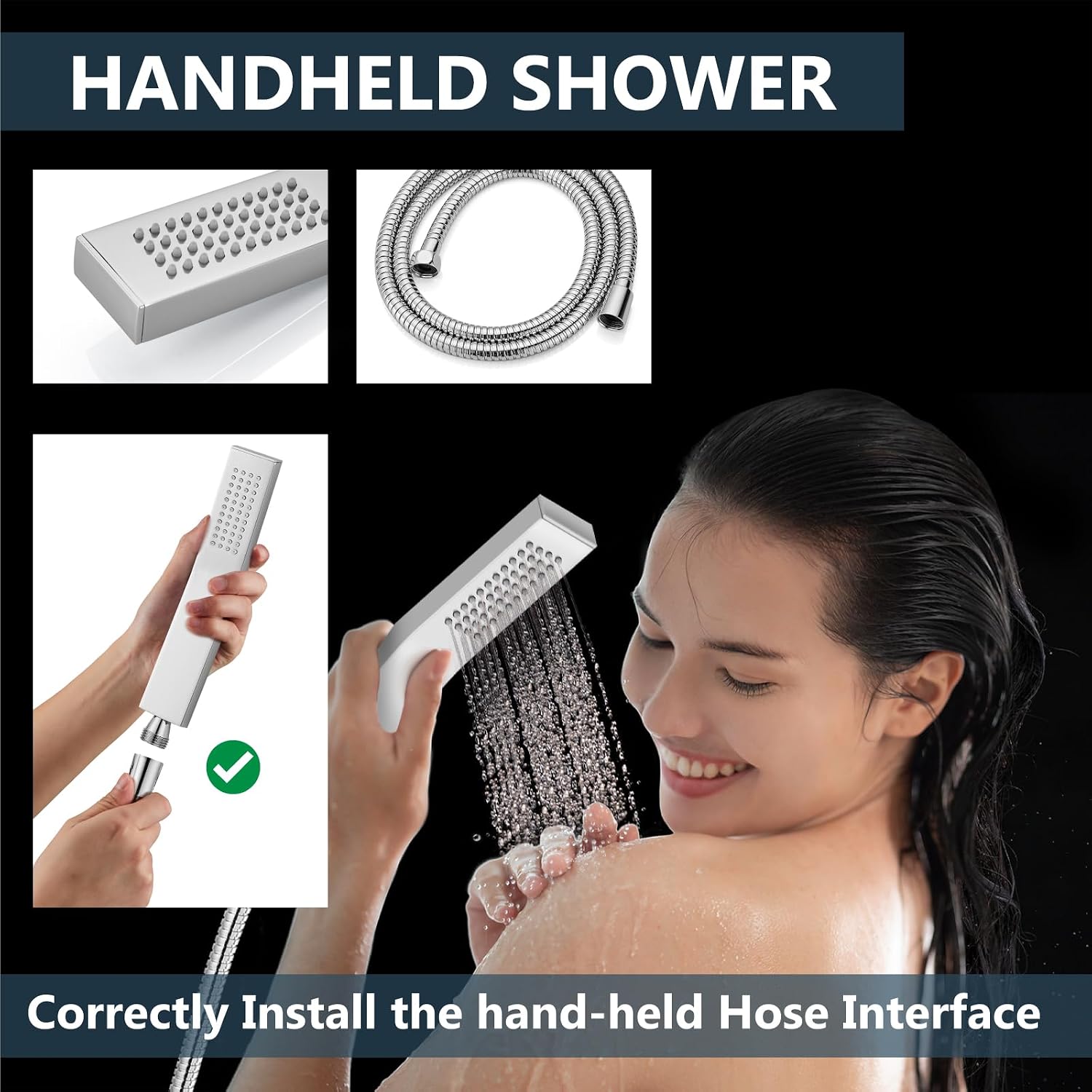 Aolemi Ceiling Mount Shower System Rain Shower Head with Handheld Spray High Pressure Shower Faucet Set Rough-in Valve Shower Trim Kit Included Bathroom Polish Chrome 8 Inch Ceiling Shower Head