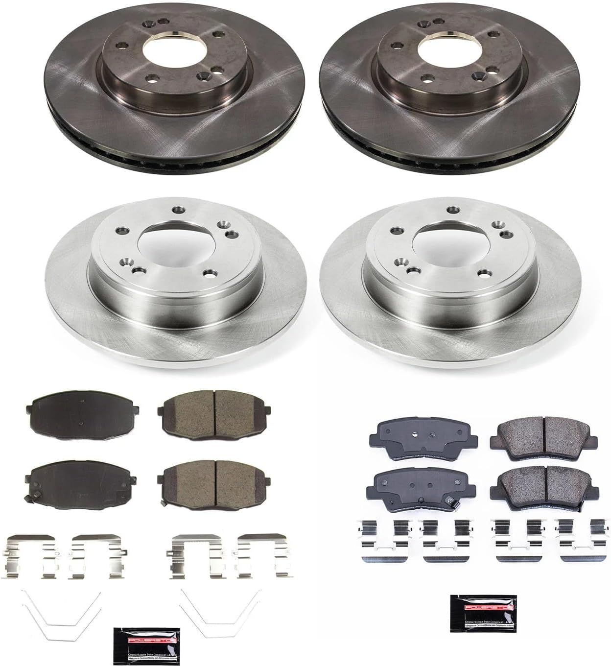 PowerStop Front and Rear Brake Kit for Kia Forte 2019-23 - Z17 Ceramic Brake Pads & Disc Rotors Replacement, KOE8810