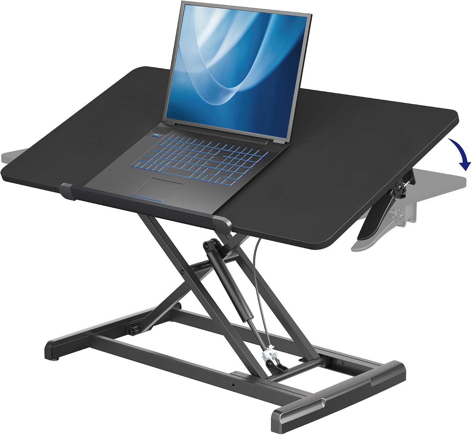 VIVO 36 inch Height Adjustable Tilting Stand Up Desk Converter, Quick Sit to Stand Single Top Keyboard Riser, Laptop Workstation, Drafting Table, Ergonomic Typing, Black, DESK-V036T