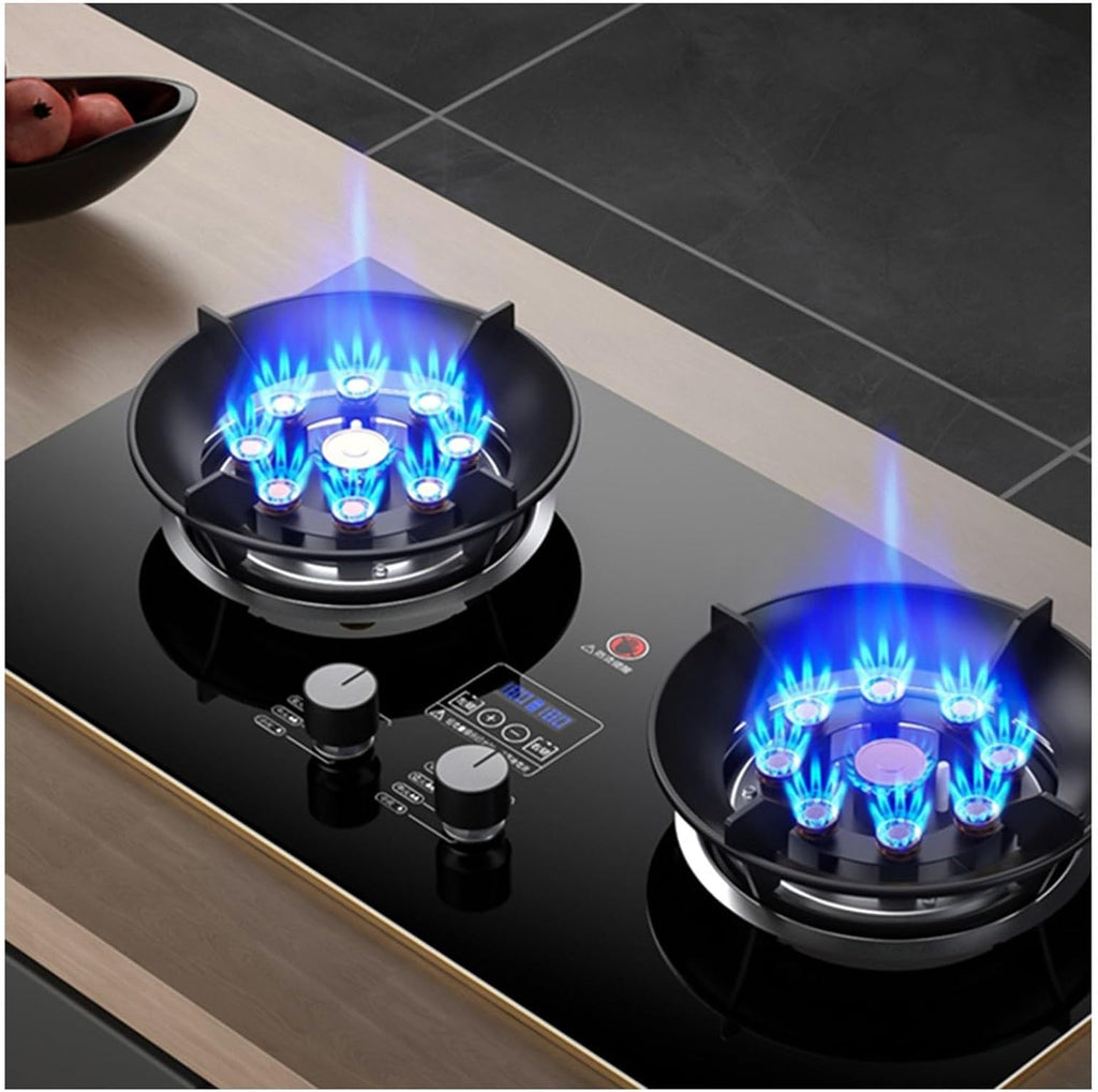 Gas Cooktop,17742 BTU Two Burners,Tempered Glass Tabletop/built-in Dual-purpose Gas Stove,Suitable for Apartments,Indoor (Size : LPG)