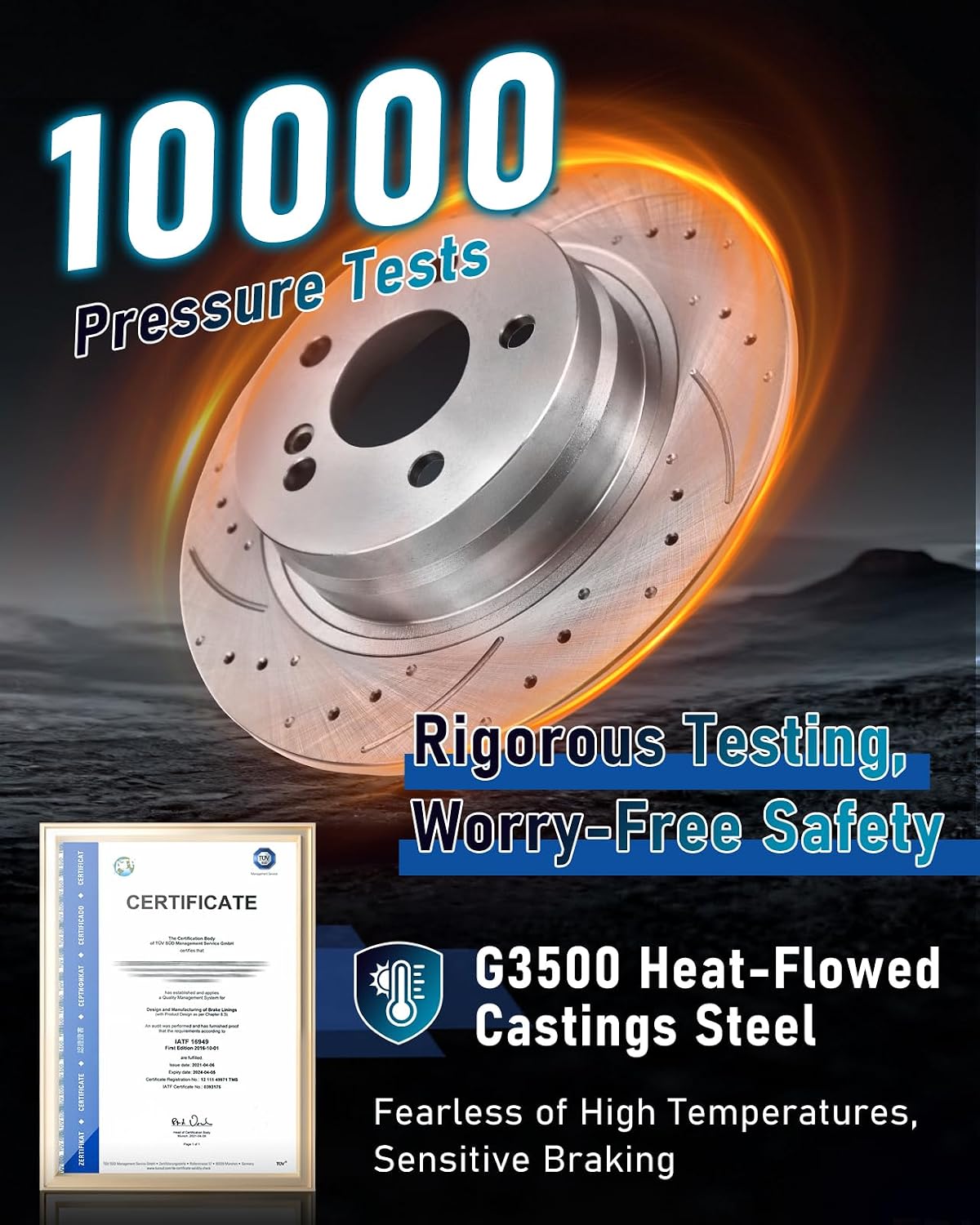 Rear Brake Pads And Rotors Kit Compatible With 2006-2020 Dodge Charger, 2009-2018/2020 Challenger, Automotive Replacement Brake Kits 53021 D1057-7964 Drilled And Slotted Rotors 320mm(12.6in)