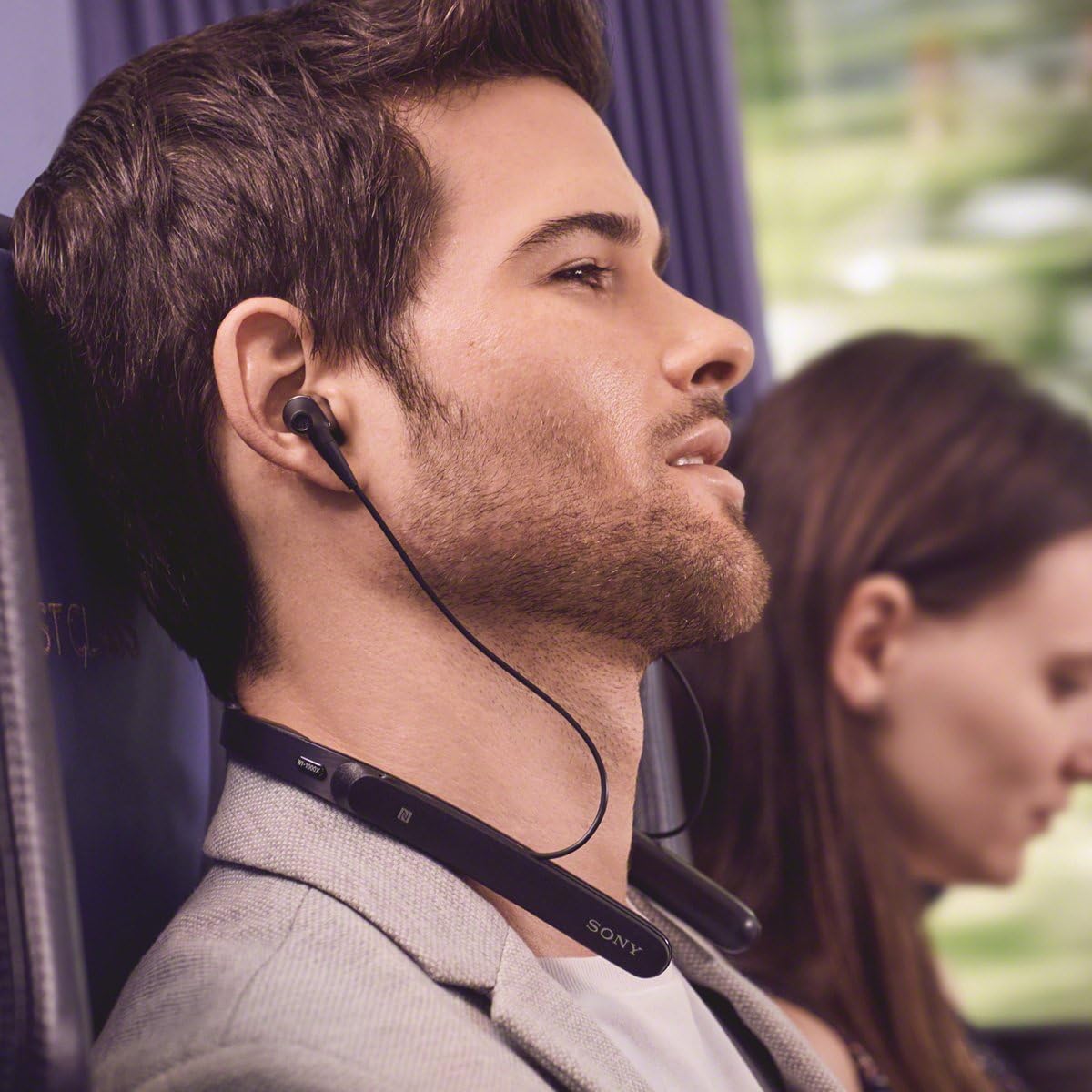 Sony Premium Noise Cancelling Wireless Behind-Neck in Ear Headphones - Black (WI1000X/B)