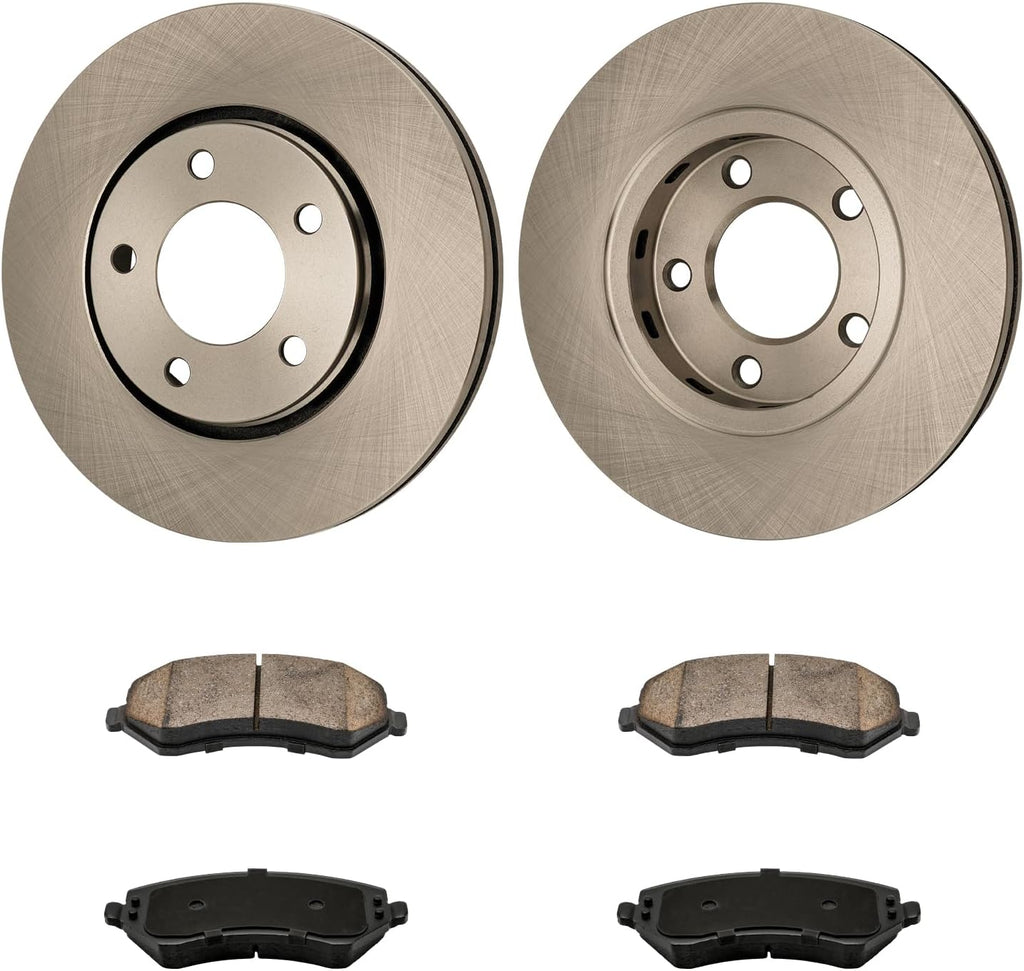 KAX Front Brakes and Rotors for Dodge Grand Caravan 2001-2005, Caravan 2001-2007, Voyager 2001-2003, Vented Brake Rotor Ceramic Brake Pad Replacement (#53002+D856, 11.06inch, 281MM)