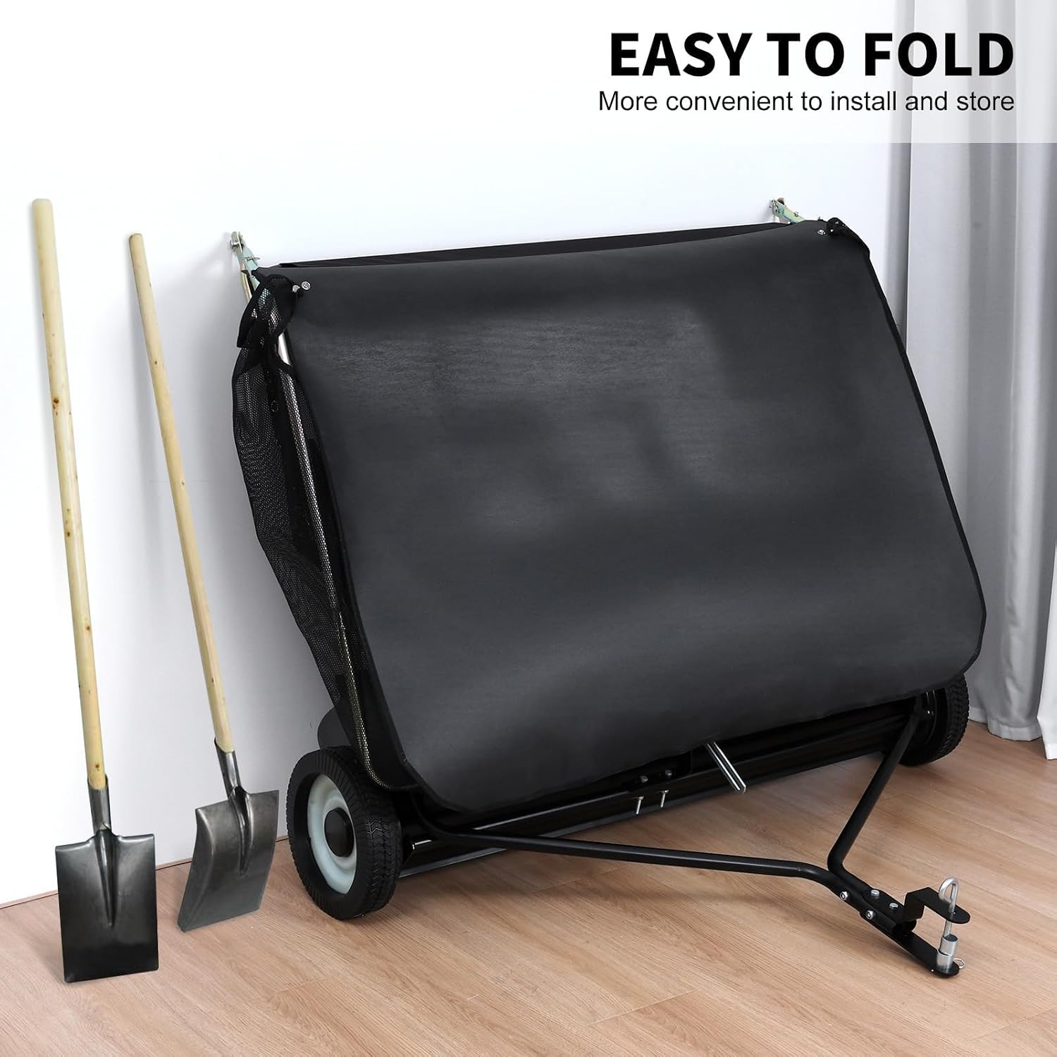 44 Inch Tow Behind Lawn Sweeper - Heavy Duty Adjustable Height Pull Behind Lawn Sweeper, 25Cu Ft Large Capacity Leaf & Grass Collector Hopper for Yard, Lawn, Farm Cleanup Tool