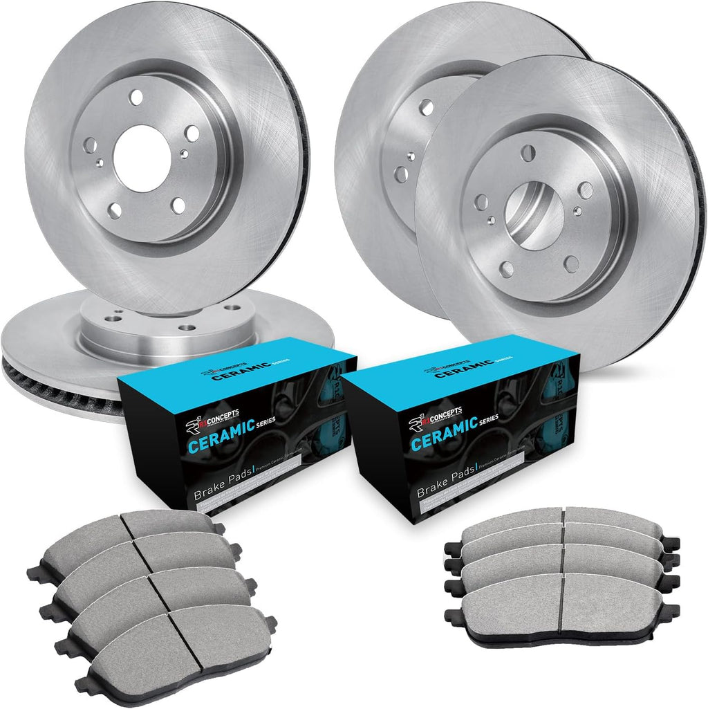 R1 Concepts Front and Rear Brake Kit Fits 1989-1996 Nissan 300ZX| Ceramic Brake Pads and Blank Brake Rotors| 11.0' Front & 11.7' Rear