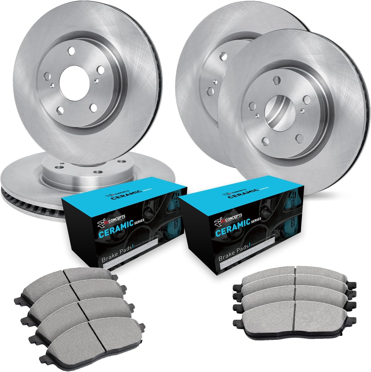 R1 Concepts Front and Rear Brake Kit Fits 1989-1996 Nissan 300ZX| Ceramic Brake Pads and Blank Brake Rotors| 11.0' Front & 11.7' Rear