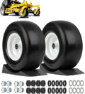 13x6.50-6' Flat Free Lawn Mower Tire and Wheel, Comes with Saver Ramp, 3/4' or 5/8' or 1/2' Bearing Bore, 3'-3.5'-4'-4.5'-5' Centered Hub, Smooth Tread Tire for Zero Turn Mowers, 2 Pcs