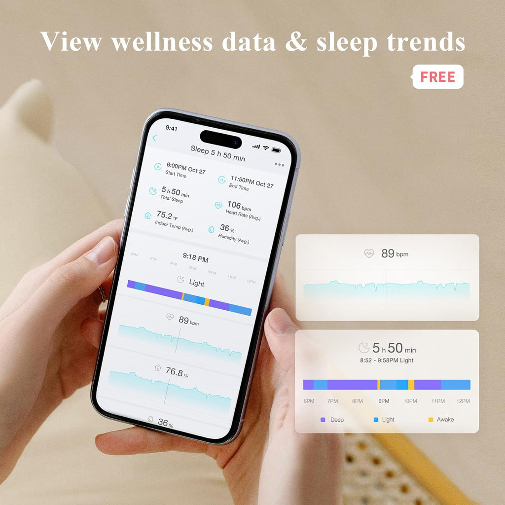 Sense-U Smart Baby Sock Monitor and 2.5K PTZ Camera, Tracks Heart Rate, Sleep Trends & Movement Anytime Anywhere, Video Monitor