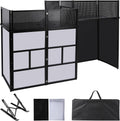Portable DJ Facade Table Station, 41 x 20 x 40 Inches DJ Facade Booth with Black/White Scrims and Carrying Bag, Metal Frame Folding DJ Stand with Adjustable Height Feet