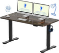FLEXISPOT EN1 One-Piece Standing Desk, Electric Adjustable with 4 Memory Presets, 176 LBS Capacity, Stable & Quiet, Seamless Desktop for Home Office & Dual Monitors, 55'x28' Black Walnut