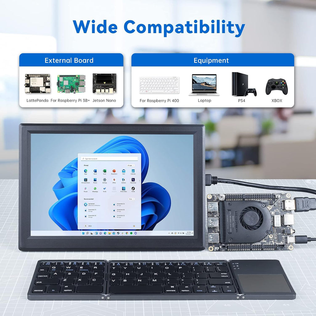 SunFounder 10.1'' IPS Display for Raspberry Pi - 10.1 Inch Portable Laptop Monitor, 1280*800 Resolution, Cooling Fan (Non-Touch)