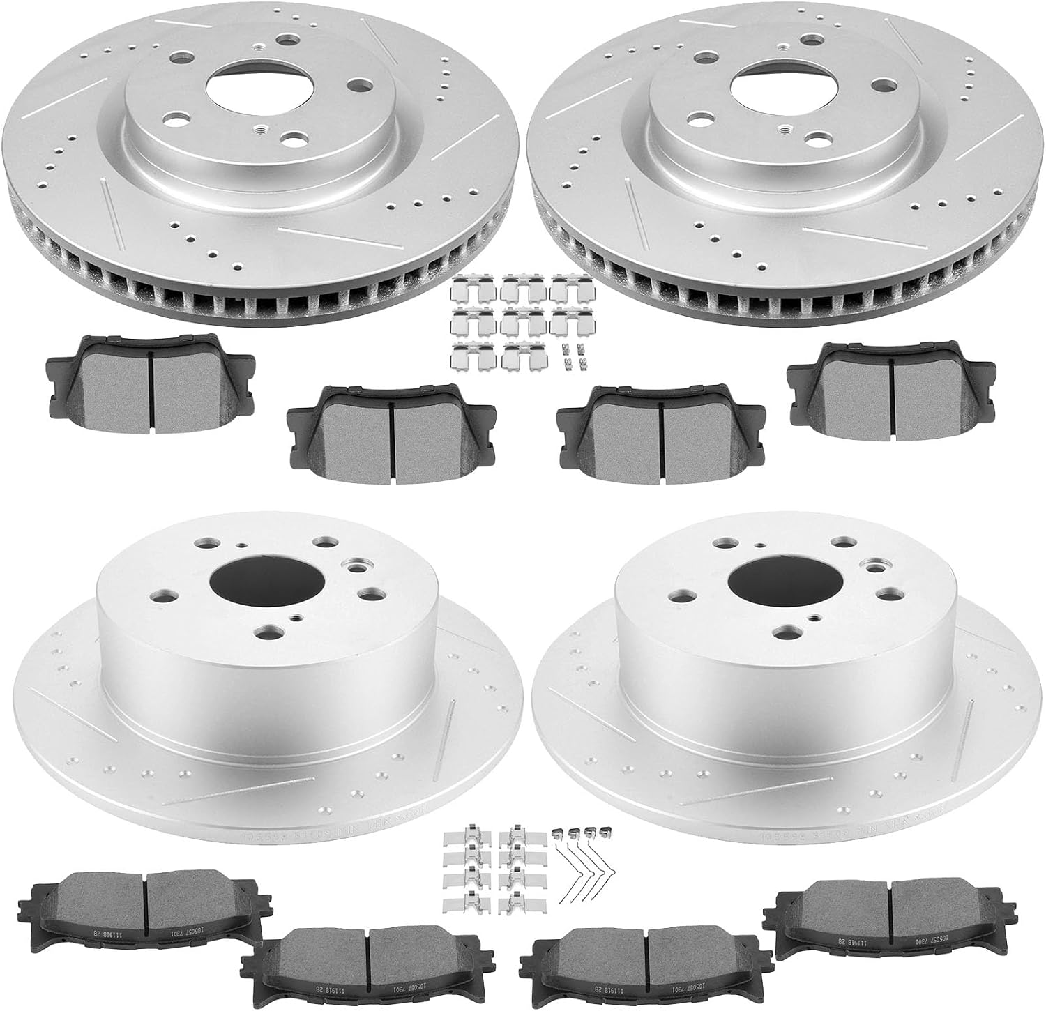 SCITOO Front 11.65' Rear 11.06' Brake Pads and Rotors Kits Fit For Lexus ES350 2013 2014 2015 2016 2017 2018,For Toyota Avalon 2013-2018,For Toyota Camry 2012-2017