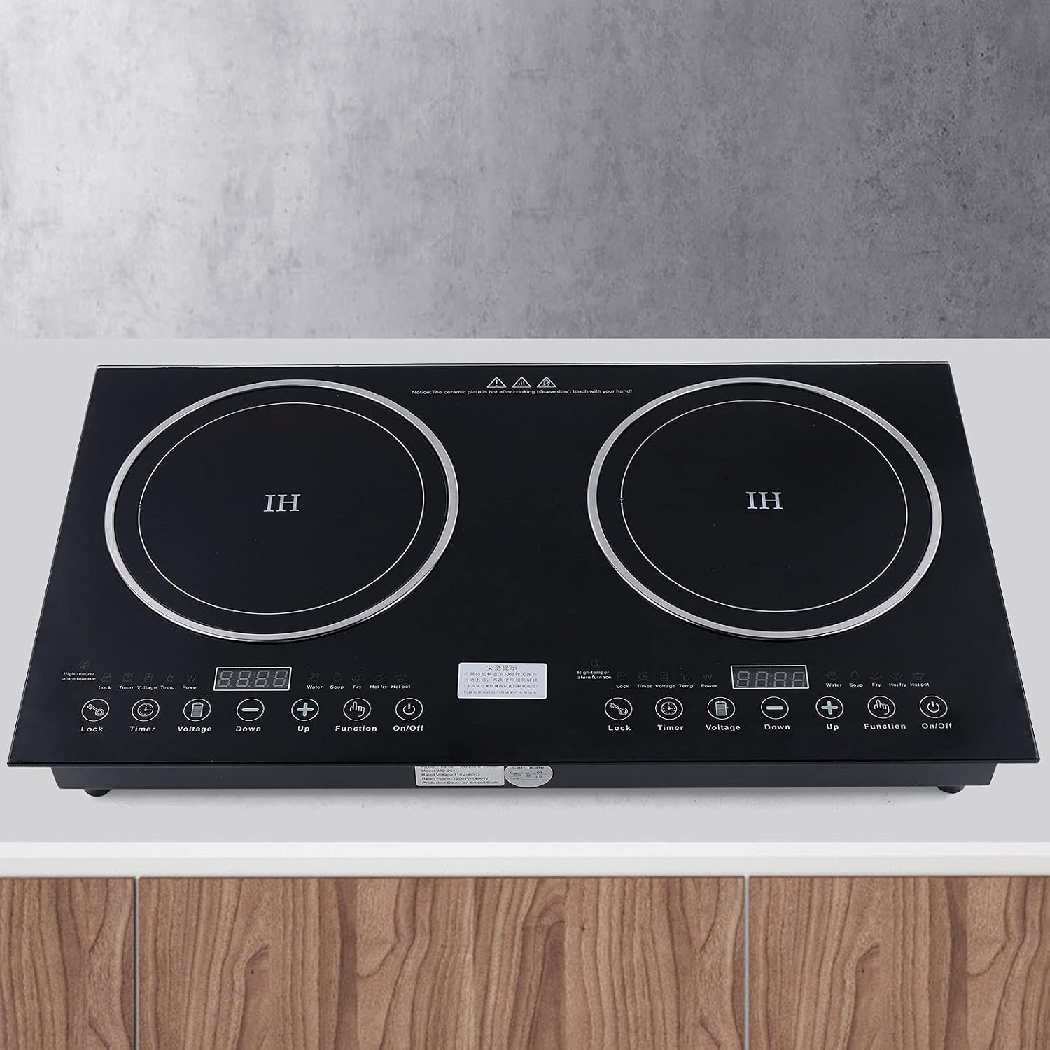 Portable Electric Induction Cooker And Ceramic-Cooker Cooktop Countertop Double Burner, Low Noise Electric Cooktops With 1200W+1400W Sensor Touch, 110V Induction Cooker Heater for Kitchen Cooking