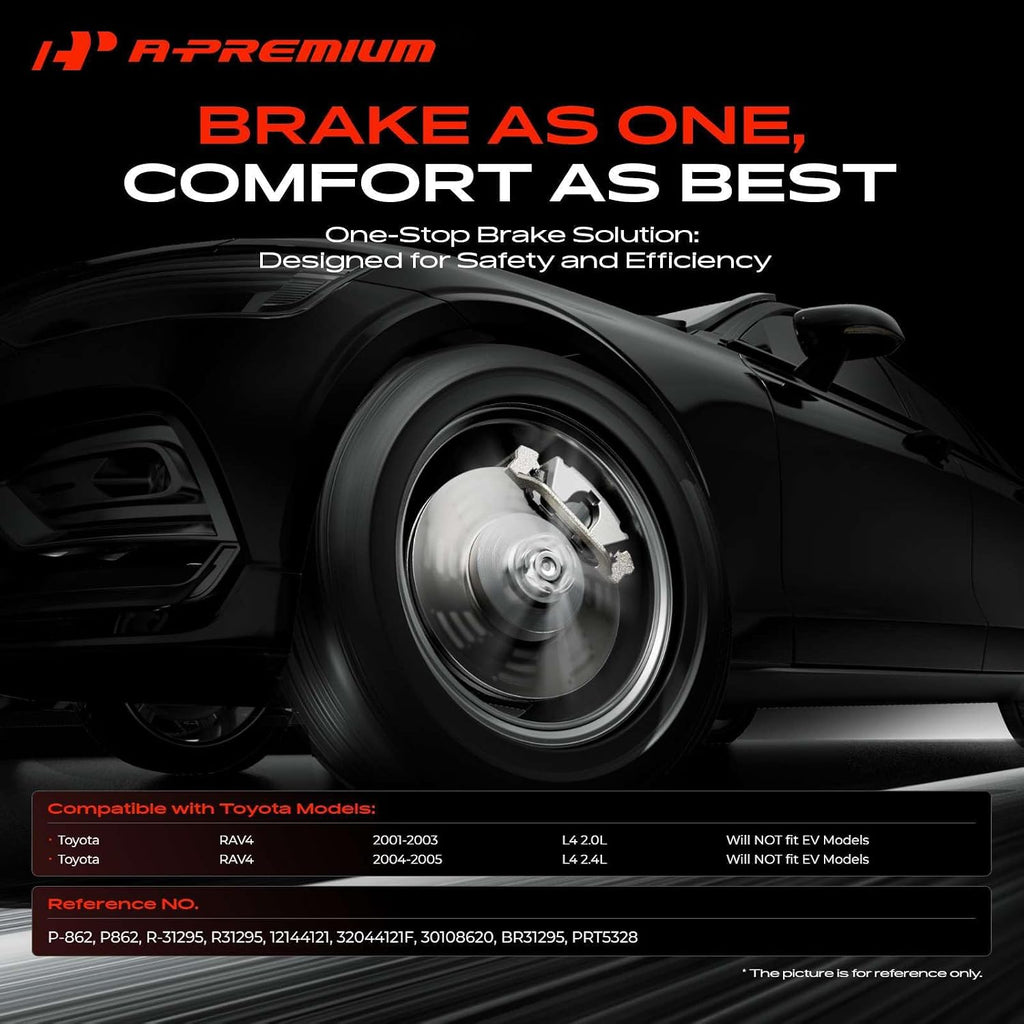 A-Premium 10.83 inch (275mm) Front Vented Disc Brake Rotors + Ceramic Pads Kit Compatible with Select Toyota Model - RAV4 2001 2002 2003 2004 2005, 2.0L 2.4L, 6-PC Set