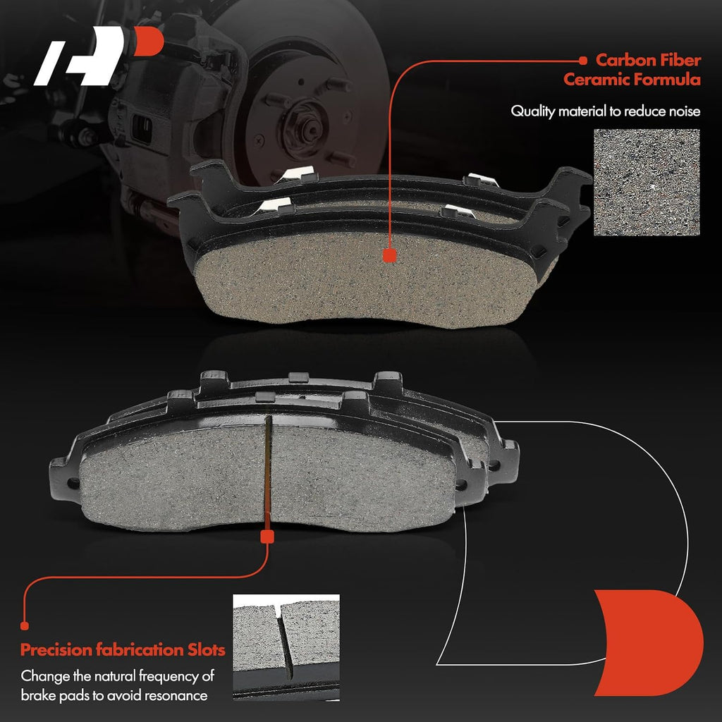 A-Premium Front Vented and Rear Solid Disc Brake Rotors + Ceramic Pads Kit Compatible with Select Ford & Lincoln Models - F-150 2000-2003 (RWD), Blackwood 2002, 12-PC Set